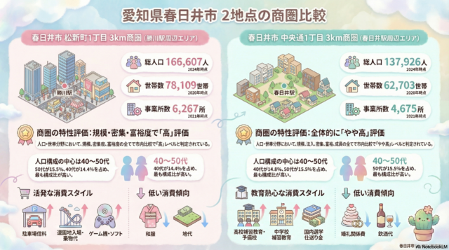 インフォグラフィック勝川駅春日井駅比較