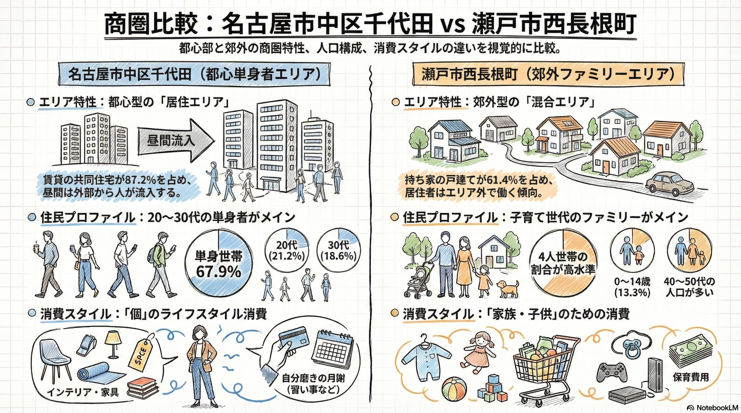 インフォグラフィック二地点比較